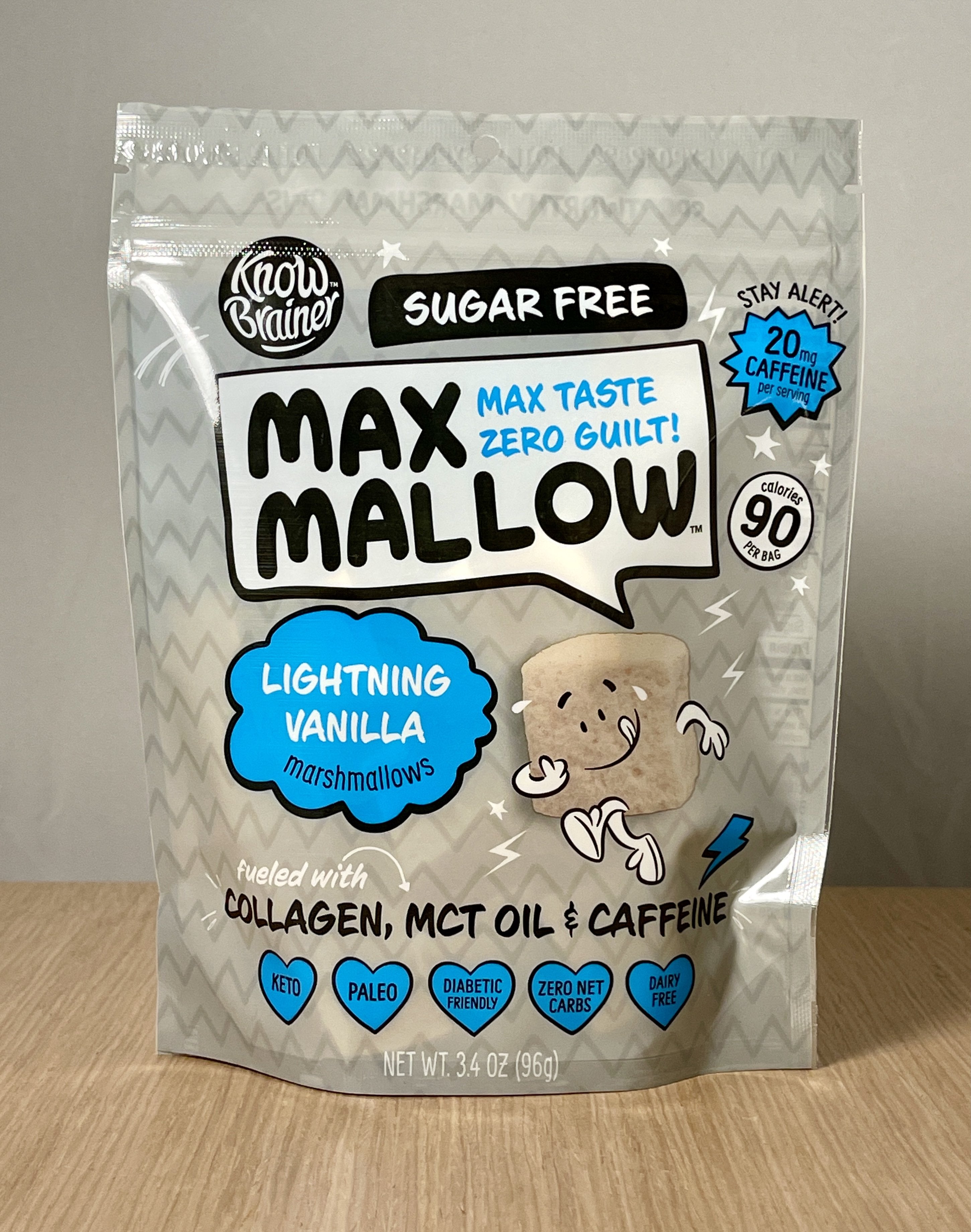 Know Brainer Lightning Vanilla Max Mallow Sugar Free Marshmallows 3.4 oz bag